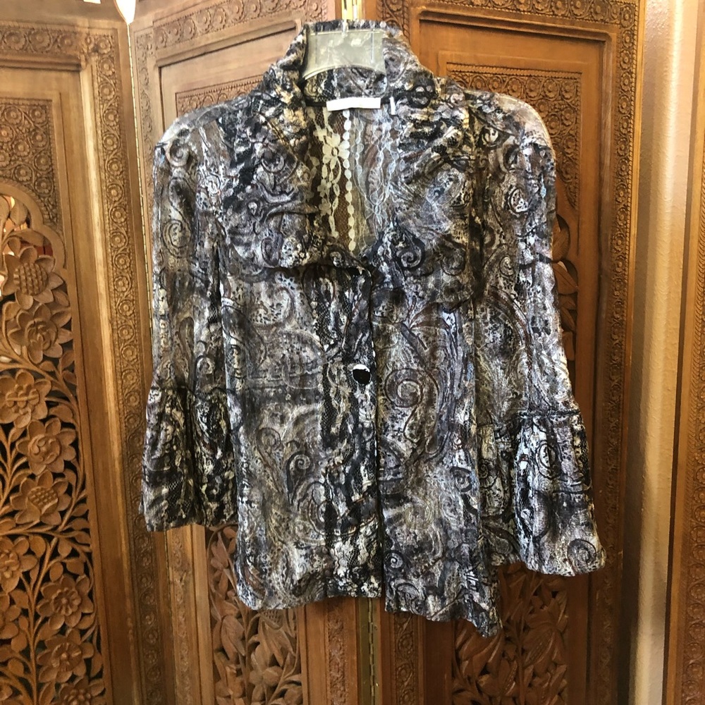 Whim Black and gray lacy blouse/jacket